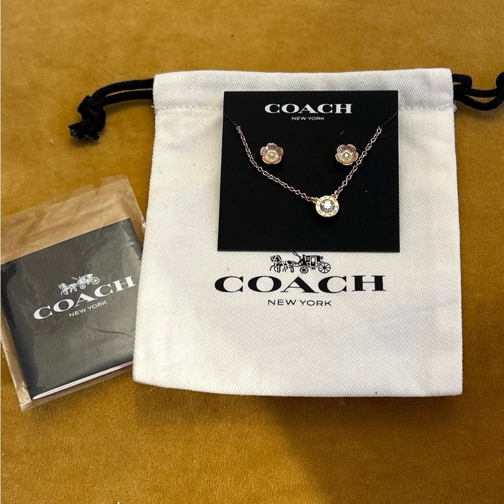 Coach Gold tone Necklace and Earring Set - NWT with Coach dust-bag $125 retail - Picture 2 of 5